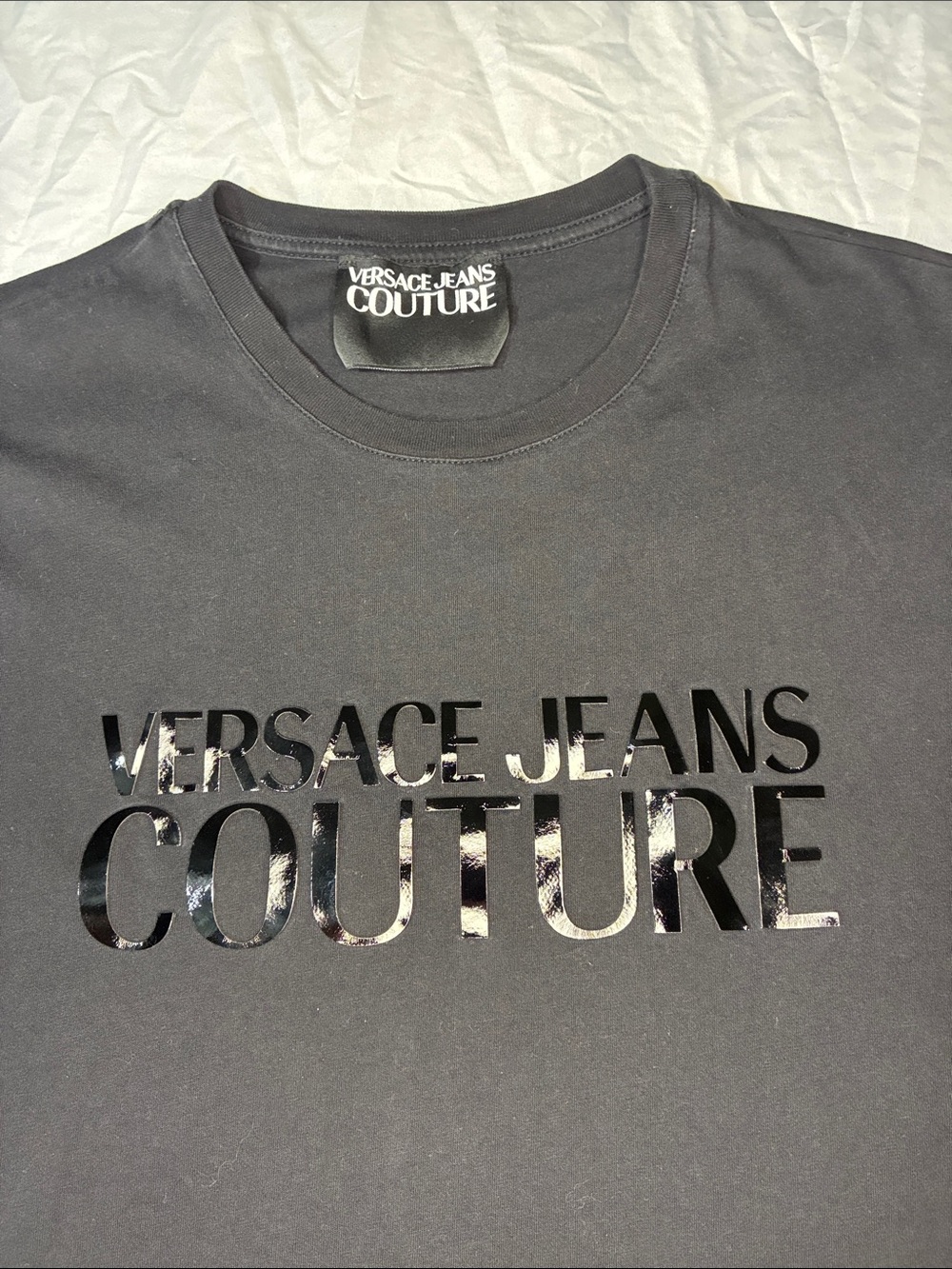 Versace Jeans Couture Collection Black Gloss Logo Short Sleeve Tee medium